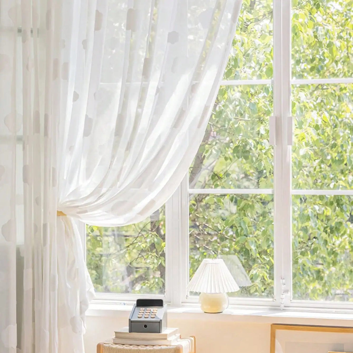 White Cloud Pattern Sheer Curtain | CD1048