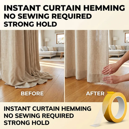No-Sew Curtain Hemming Tape - 400" Multi-functional Fabric Adhesive Roll