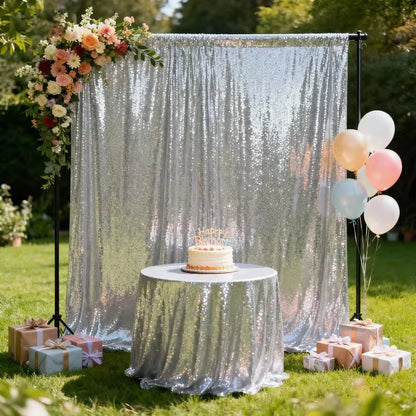 2-Panel Sequin Backdrop Curtain Set – Seamless Glitter Photography Background for Weddings, Parties & Events | CDE1026