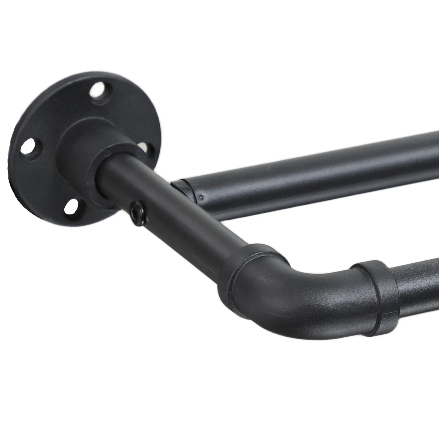 Heavy Duty 1-Inch Industrial Black Double Curtain Rod Set for Windows, Adjustable Telescoping Pipe rod | CH1014