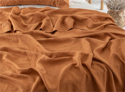 100% Pure French Linen Flat Sheet | Stone-Washed OEKO-TEX Certified Top Sheet for Hot Sleepers (1 PC)