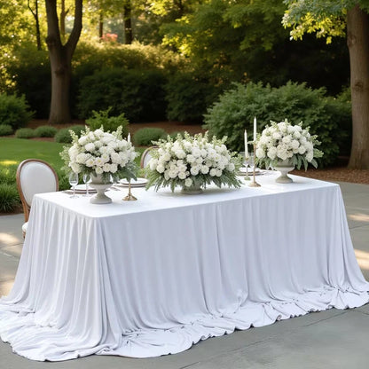 Wrinkle-resistant White Tablecloth,Stretchable Large-size,for Dessert and Tea Break Tables Fits Birthday,Wedding,Engagement