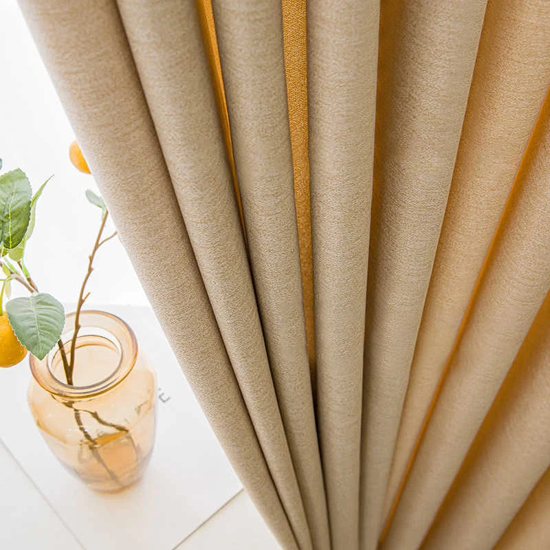 Premium Beige Textured Faux-Linen Curtains with Ochre Gold Reverse | Cozy Living Room & Bedroom Drapes | CD1015