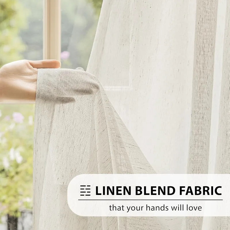 Linen Textured Tulle S-Fold Sheer Curtains | CD1029
