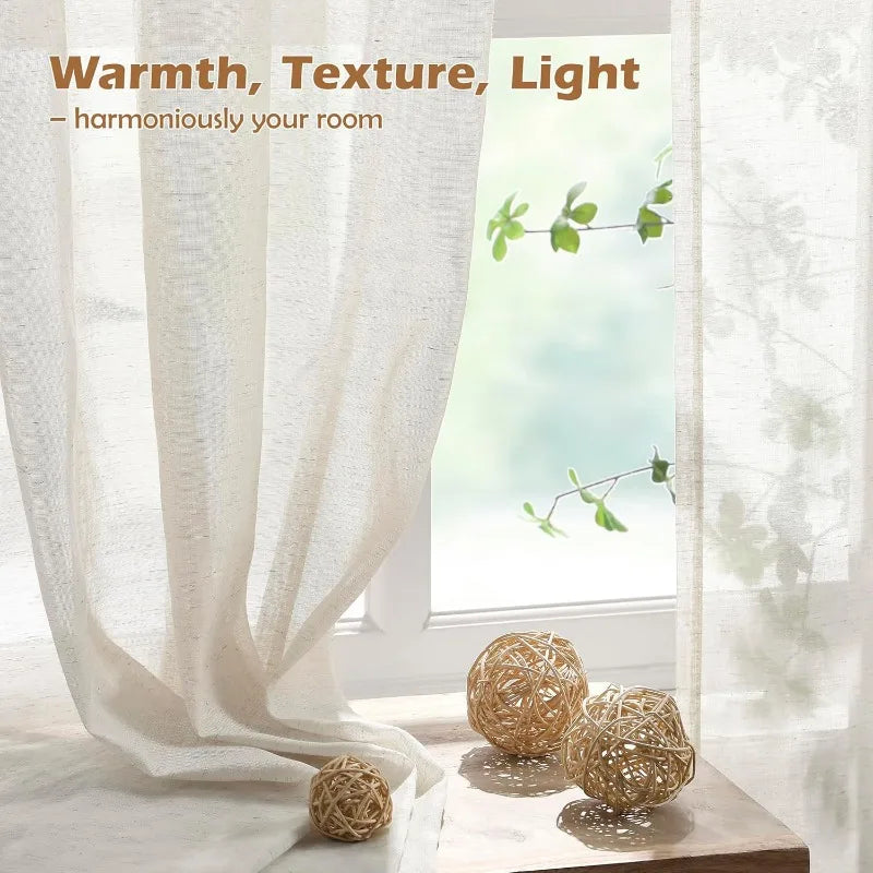 Linen Textured Tulle S-Fold Sheer Curtains | CD1029