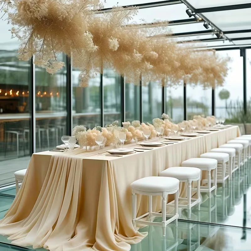 Wrinkle-resistant White Tablecloth,Stretchable Large-size,for Dessert and Tea Break Tables Fits Birthday,Wedding,Engagement
