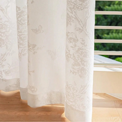 French Romantic Rose Butterfly Flower Semi Sheer Curtains | CD1032
