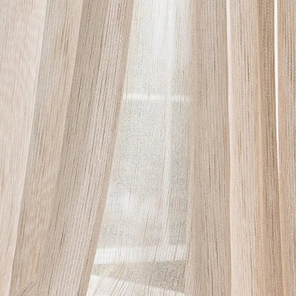 Beige Sheer Farmhouse Linen Curtain | CD1042