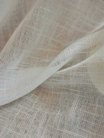 American Pastoral Tie-Top Sheer Curtains – Natural Linen-Textured Translucent Drapes | CD1018
