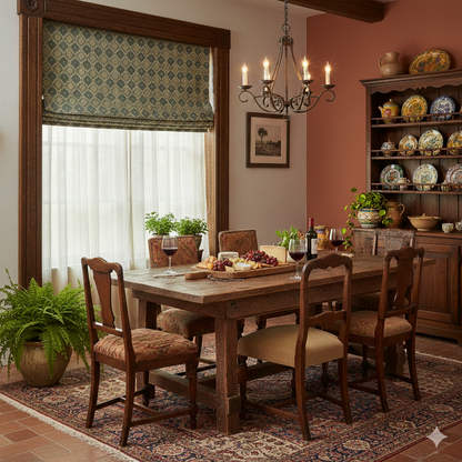 Khaki Sage Green Damask Jacquard Flat Roman Shade/CL1191 - Classic & Modern Home