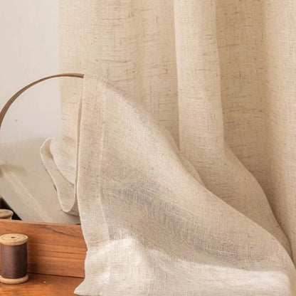 Beige Sheer Minimalist Faux Linen Curtain | CD1039