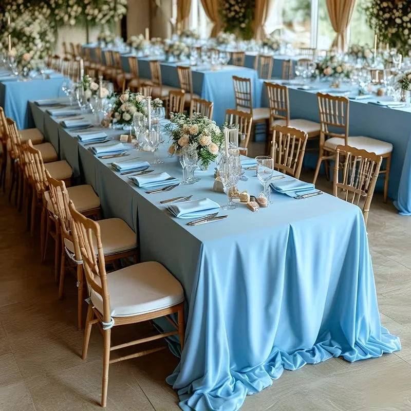 Wrinkle-resistant White Tablecloth,Stretchable Large-size,for Dessert and Tea Break Tables Fits Birthday,Wedding,Engagement