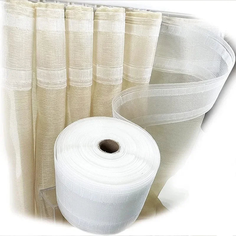 Premium White Curtain Heading Tape - 3" Wide Nylon/Cotton Blend for Pinch Pleat & Rod Pocket Drapery DIY