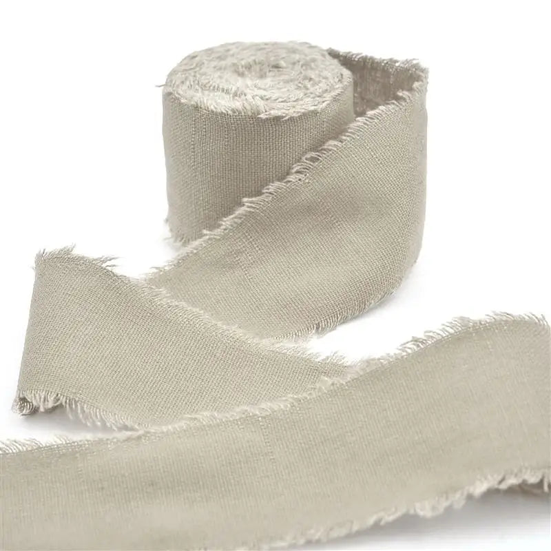 Cotton Linen Frayed Ribbon | 1 1/2" x 5 Yards | Gift Wrapping & Wedding Decor