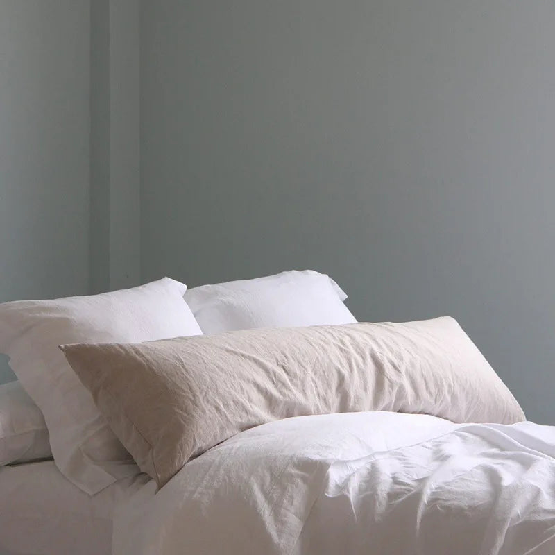 Double Long Pillowcase 100% Pure Linen Pillow Case Euro Sham for Bed, Envelope Cushion Cover Antibacterial Anti-mite