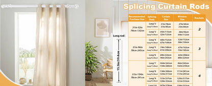 5/8" White Double Curtain Rod Set – Adjustable Metal Drapery Poles with Brackets for Layered Windows | CH1012