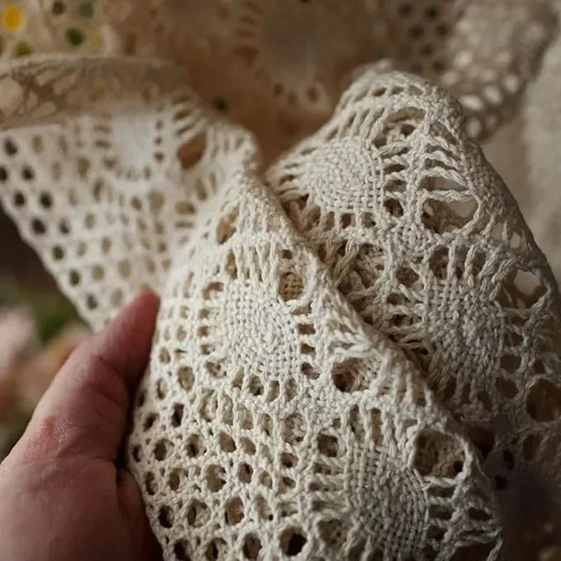 100% Cotton Vintage Boho Crochet Lace Curtain Panel | CD1027