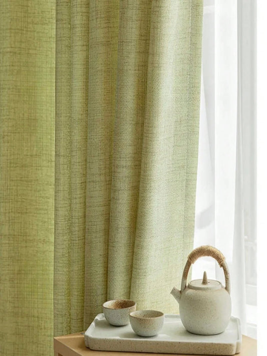 Sage Green Faux Linen Blackout Curtains | CD1005