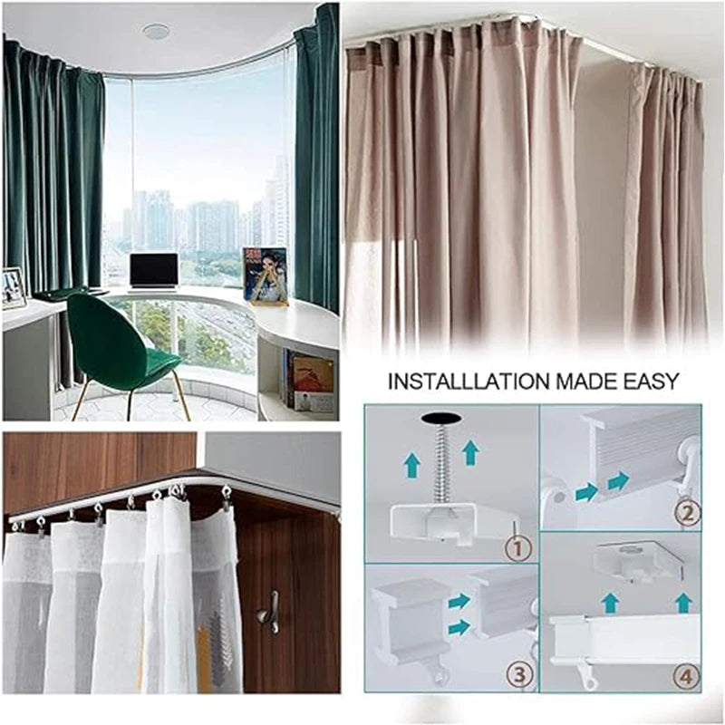 Flexible Bendable Curtain Track Set, Silent Room Divider & Window Rail, CH1004