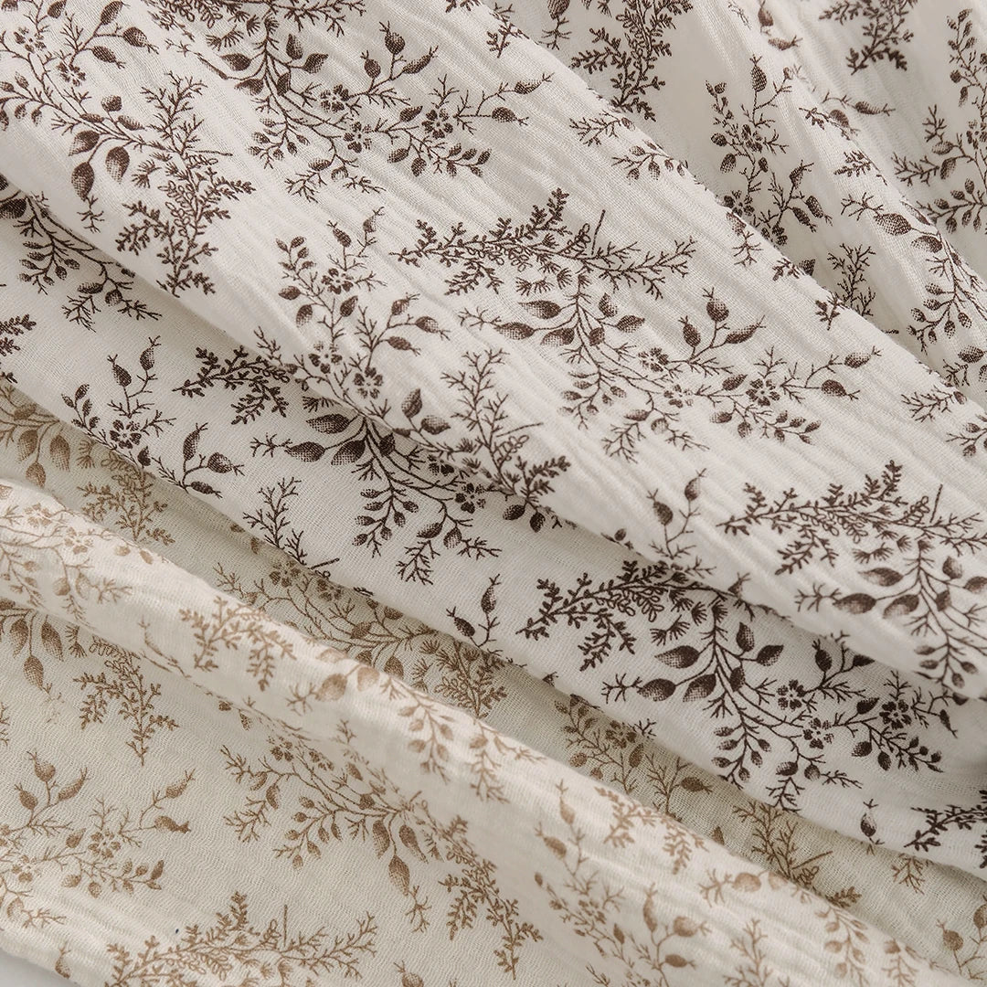 Vintage Botanical 100% Cotton Crepe Fabric | CA1010