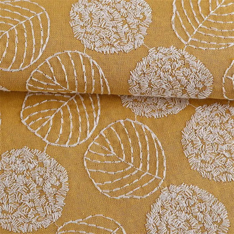 Embroidered Cotton Linen Jacquard Fabric for Dresses, Bags & Sewing | CA1016