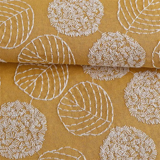 Embroidered Cotton Linen Jacquard Fabric for Dresses, Bags & Sewing | CA1016