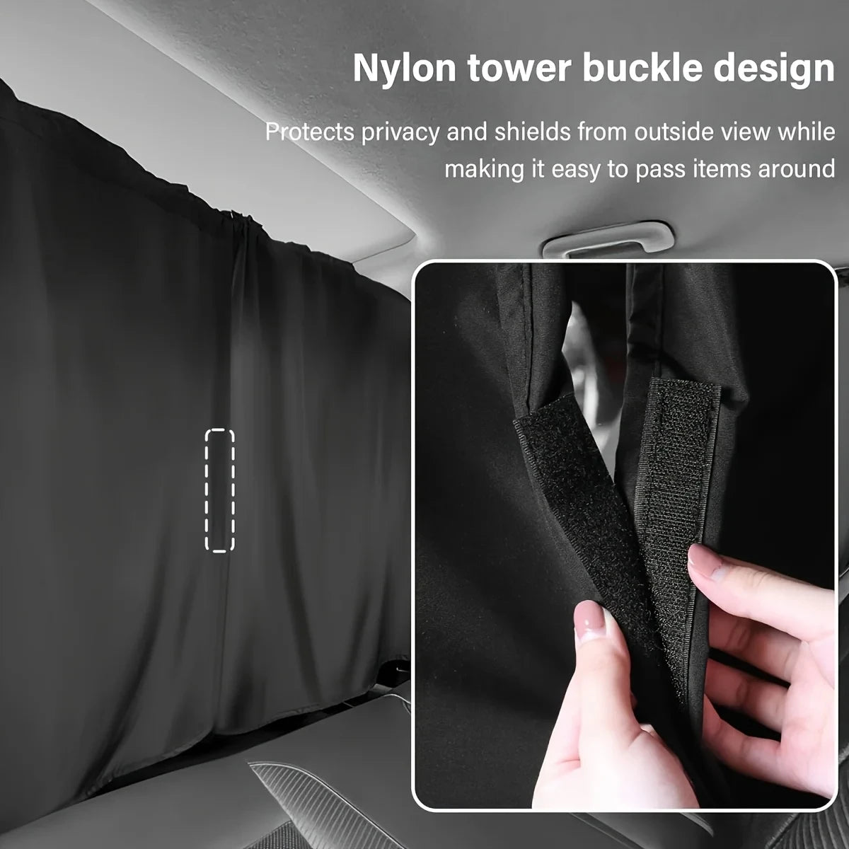 4-Piece Car Privacy Curtain Set | Synthetic Fiber Auto Window Shades for Travel, Napping & Car Camping | Detachable Interior Divider | CD1014