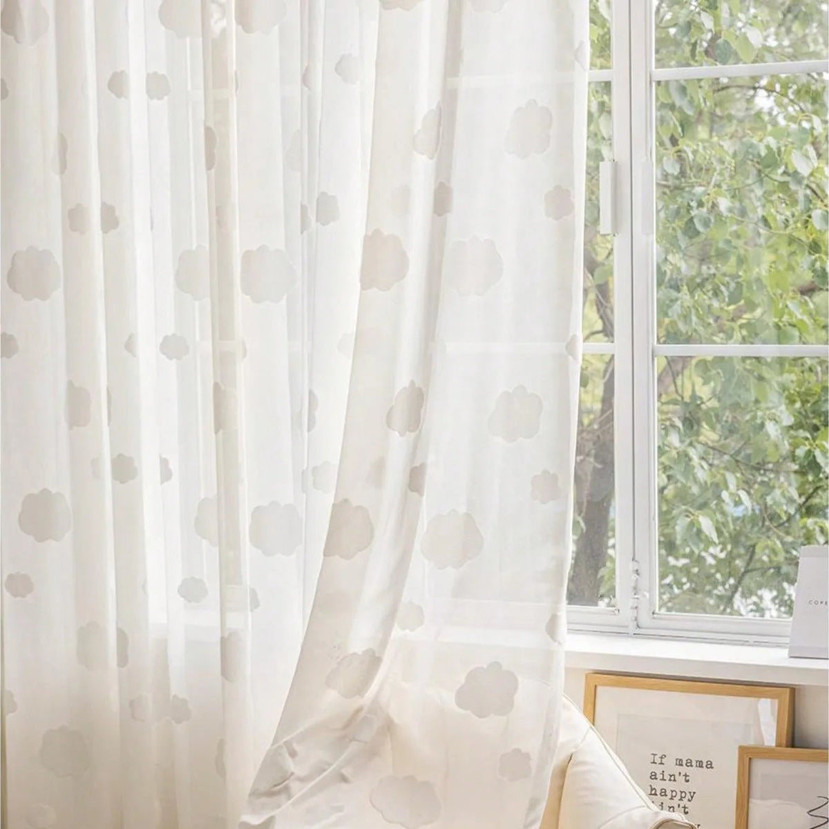 White Cloud Pattern Sheer Curtain | CD1048
