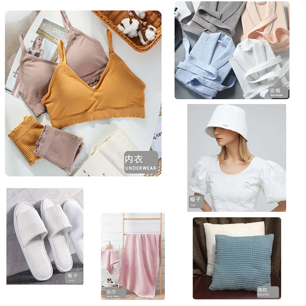 Premium Soft Waffle Weave Cotton Blend Fabric | Moisture-Absorbent, Quick-Dry Bubble Cloth For DIY Sleepwear, Towels & Modern Home Textiles | CA1015
