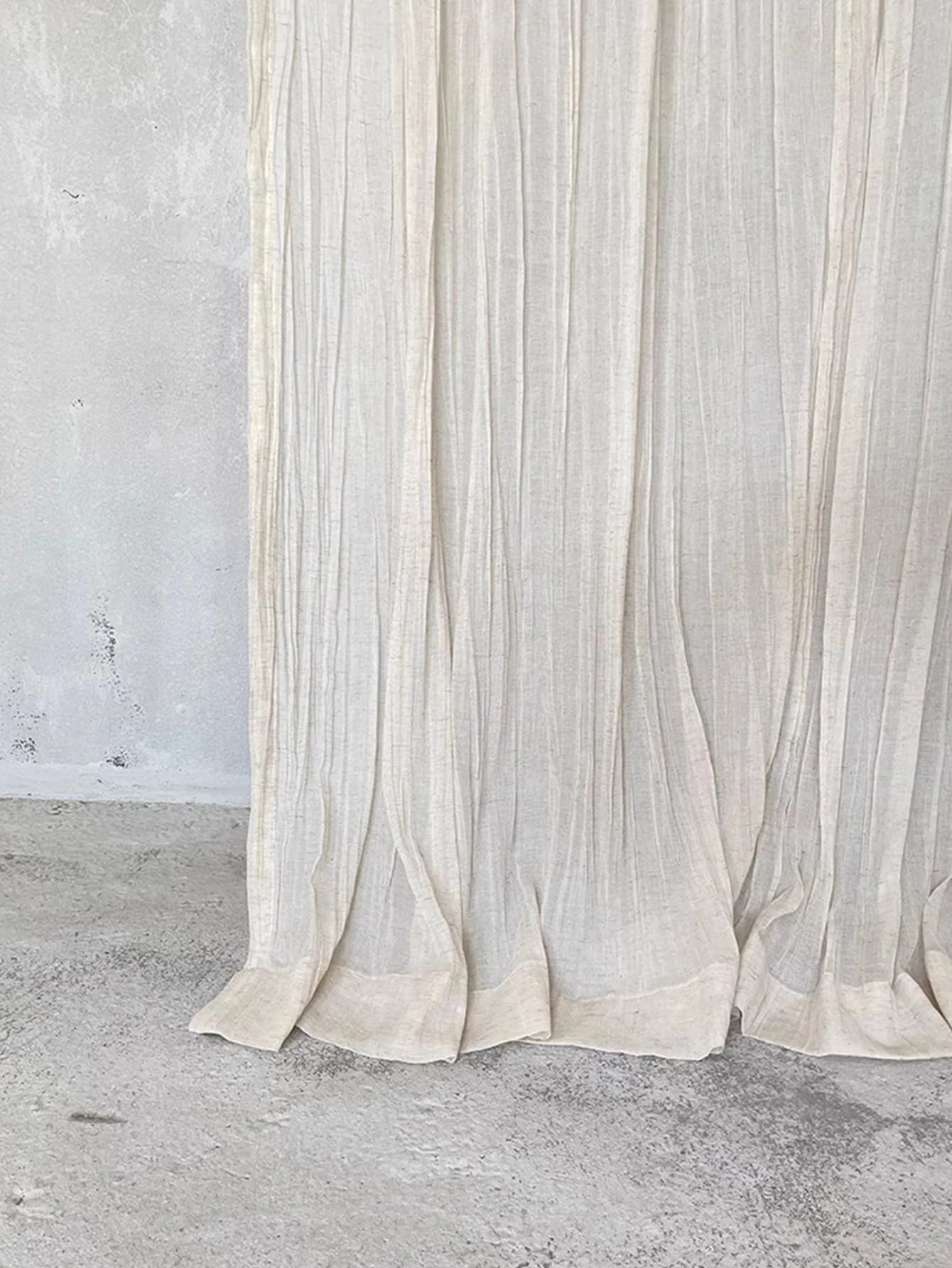 Rustic Tie-Top Crinkled Linen Sheer Drapery, CD1011