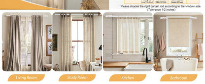 5/8" White Double Curtain Rod Set – Adjustable Metal Drapery Poles with Brackets for Layered Windows | CH1012