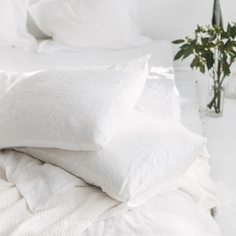 Premium 2-Piece 100% Pure Linen Throw Pillow Covers | Grade A Solid Color Decorative Shams with Hidden Zipper