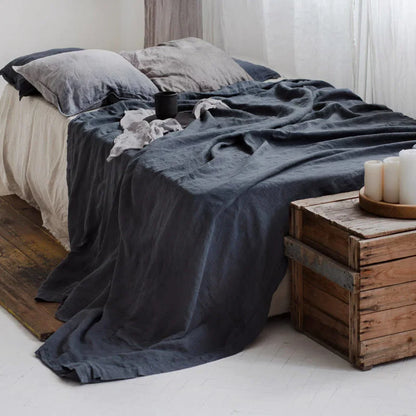 100% Pure French Linen Flat Sheet | Stone-Washed OEKO-TEX Certified Top Sheet for Hot Sleepers (1 PC)