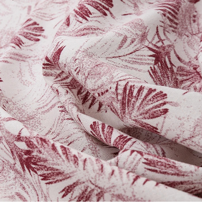 Textured fabric with red leaf pattern and LEIZU branding