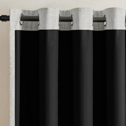 2-Panel Premium Faux Linen Room Darkening Curtains | Double-Layer Solid Window Drapes with Tiebacks for Bedroom & Living Room | CD1020