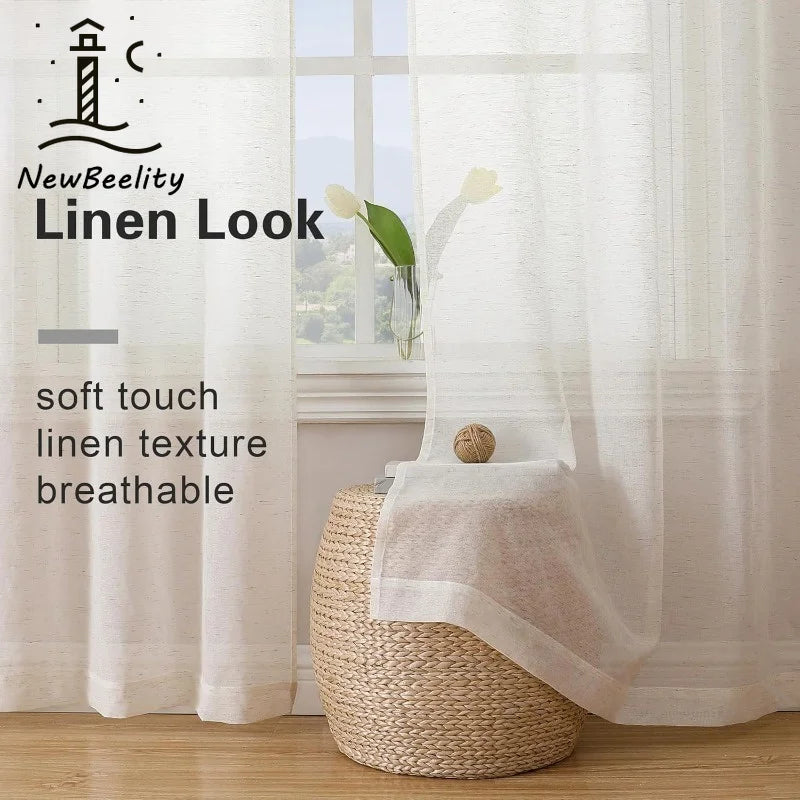 Linen Textured Tulle S-Fold Sheer Curtains | CD1029