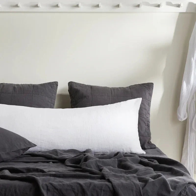 Double Long Pillowcase 100% Pure Linen Pillow Case Euro Sham for Bed, Envelope Cushion Cover Antibacterial Anti-mite