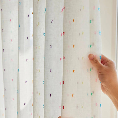 Rainbow Bean Nursery Window Decor Sheer Curtain Panel | CD1047