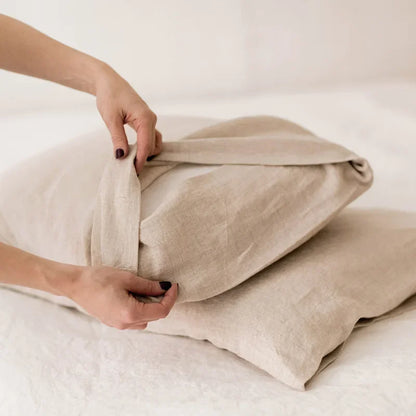 Premium 2-Piece 100% Pure Linen Throw Pillow Covers | Grade A Solid Color Decorative Shams with Hidden Zipper