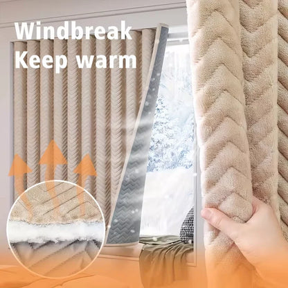 Thermal Blackout Curtain Panel | Velvet Texture Insulated Drapery | CD1046