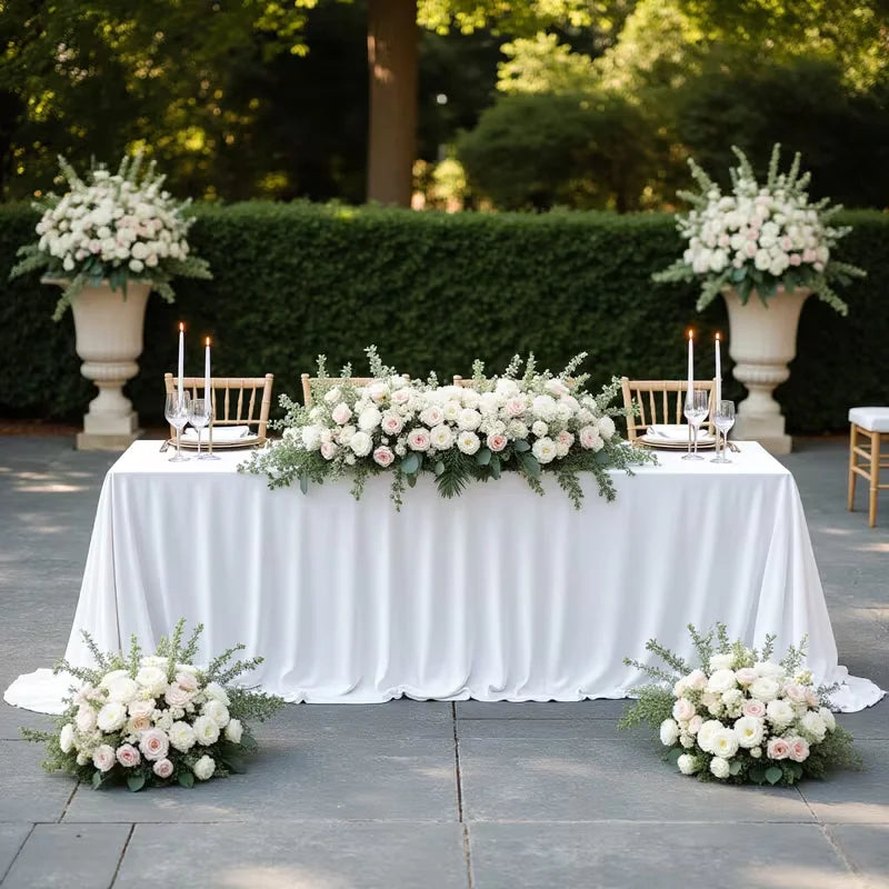 Wrinkle-resistant White Tablecloth,Stretchable Large-size,for Dessert and Tea Break Tables Fits Birthday,Wedding,Engagement
