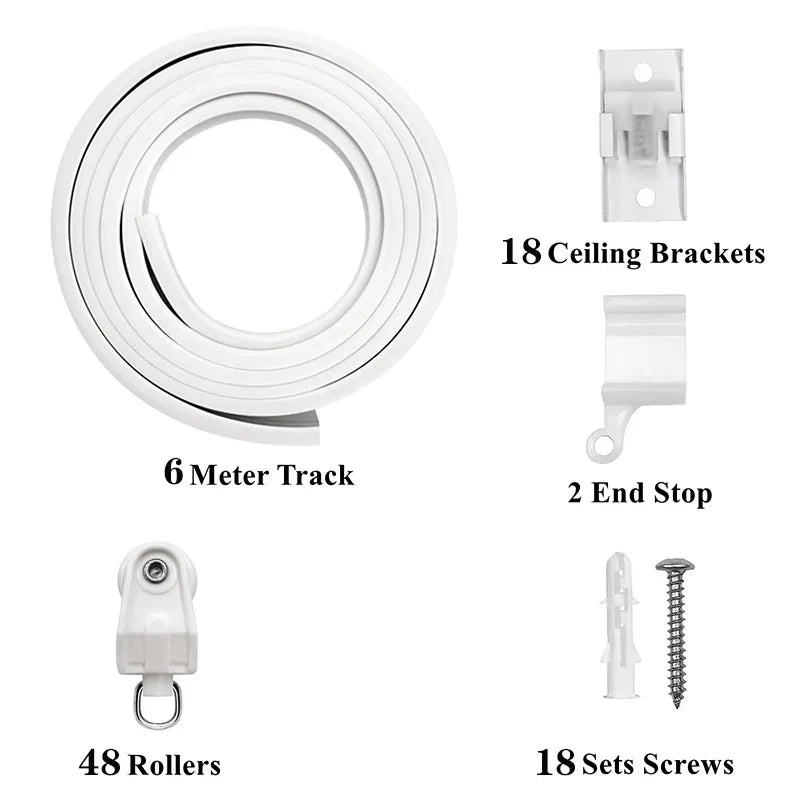 Flexible Bendable Curtain Track Set, Silent Room Divider & Window Rail, CH1004