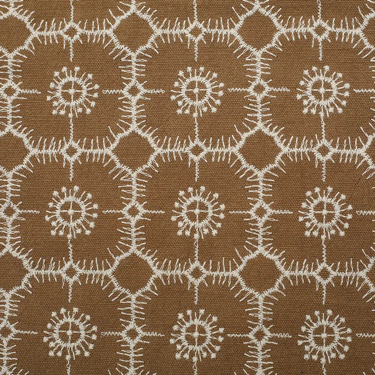 Geometric Cotton Linen Embroidered Jacquard Fabric By The Yard | CA1020