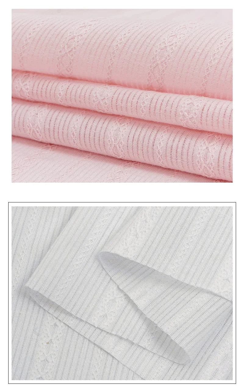 Delicate Embroidered Stripe 100% Pure Cotton Jacquard Fabric | CA1012