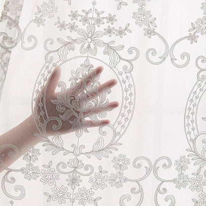 Elegant Single Layer Damask Embroidered Sheer Curtain | CD1034