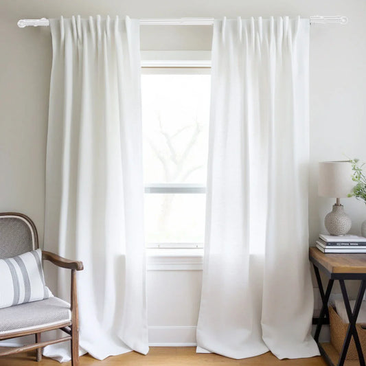 5/8" White Double Curtain Rod Set – Adjustable Metal Drapery Poles with Brackets for Layered Windows | CH1012