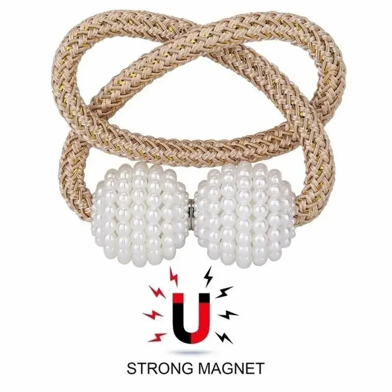 Pearl Magnetic Curtain Tie Back | No Drill Curtain Holder | Decorative Buckle