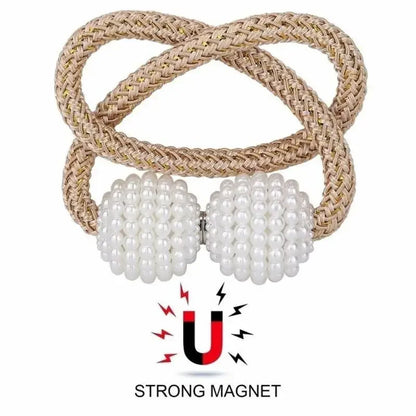 Pearl Magnetic Curtain Tie Back | No Drill Curtain Holder | Decorative Buckle