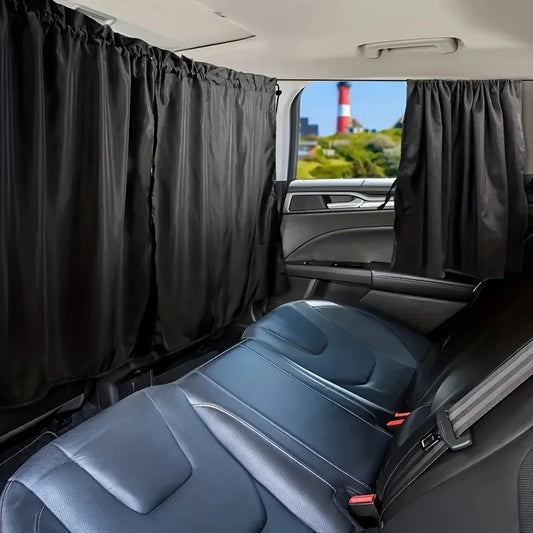 4-Piece Car Privacy Curtain Set | Synthetic Fiber Auto Window Shades for Travel, Napping & Car Camping | Detachable Interior Divider | CD1014