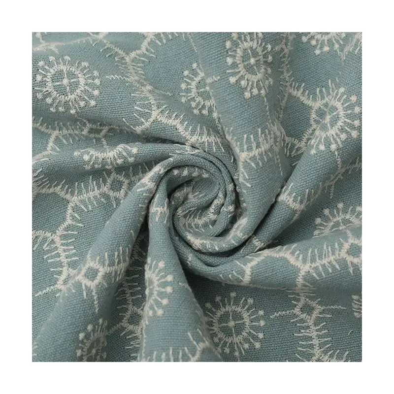 Geometric Cotton Linen Embroidered Jacquard Fabric By The Yard | CA1020